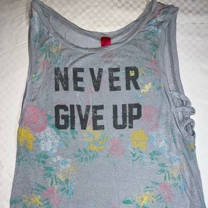 Just Ginger Floral “Never Give Up” Tank Size XL